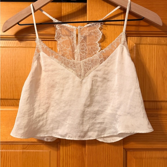 Free People Tops - Free People White Lace Trim Cami